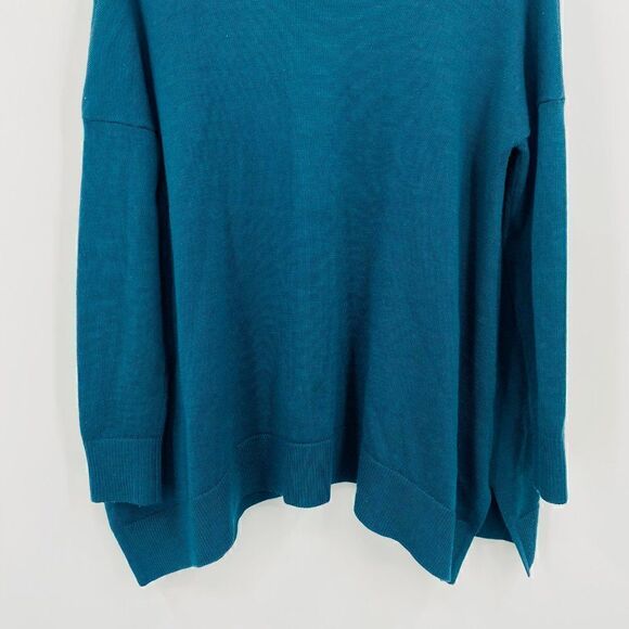 LOFT Size XS Dark Teal Wool Blend Open Front Long Sleeve Cardigan Sweater - Picture 8 of 9